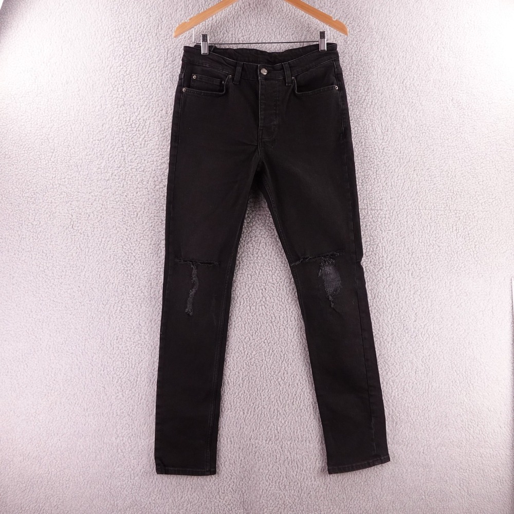 Ksubi Chitch Black Distressed Slim Fit Jeans Mens 32 Stretch Denim Cross Logo